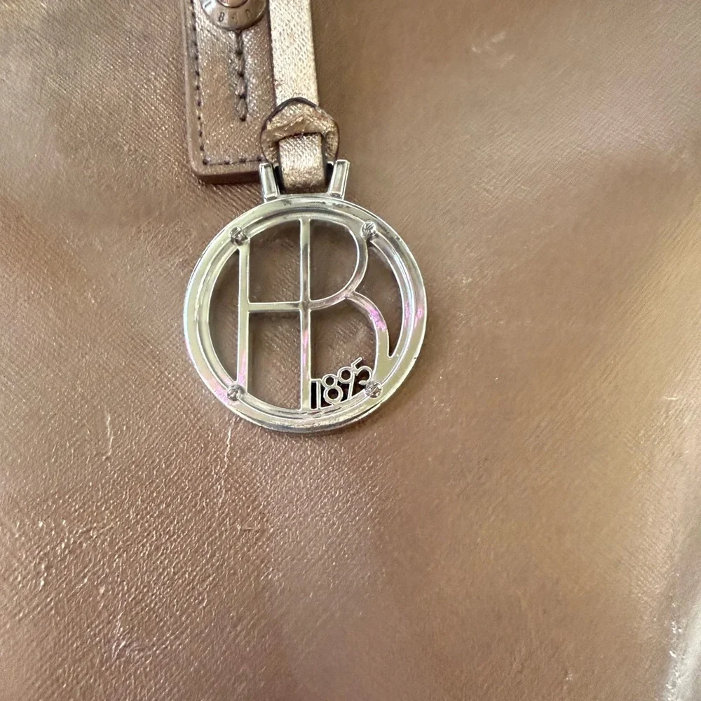 henri bendel Metallic Brown Leather Briefcase Tote